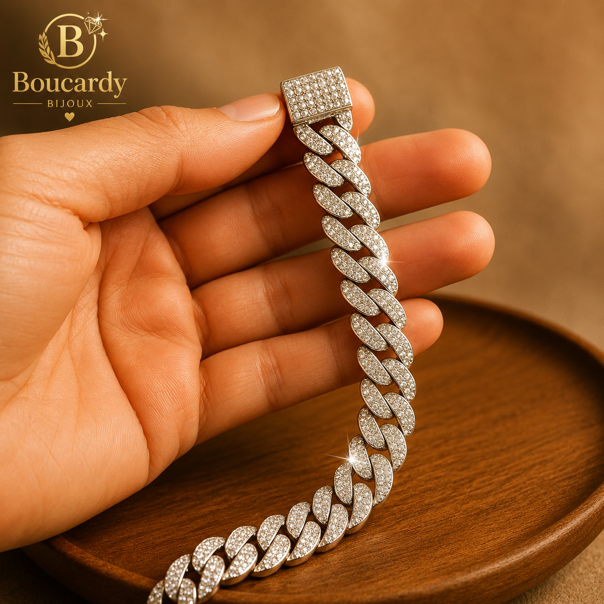Bracelet cubain Miami avec zircons – détail 5