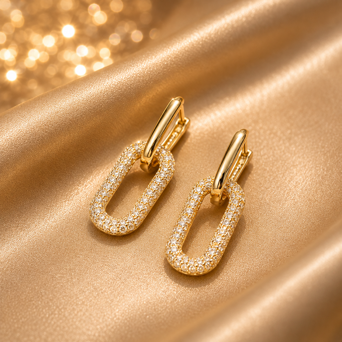 Boucles d’oreilles dorées à maillons avec – vue principale