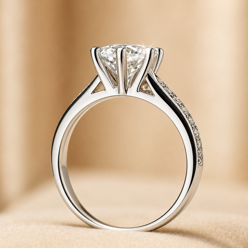 Bague Solitaire Dorée Plaqué Or 18K – détail 6