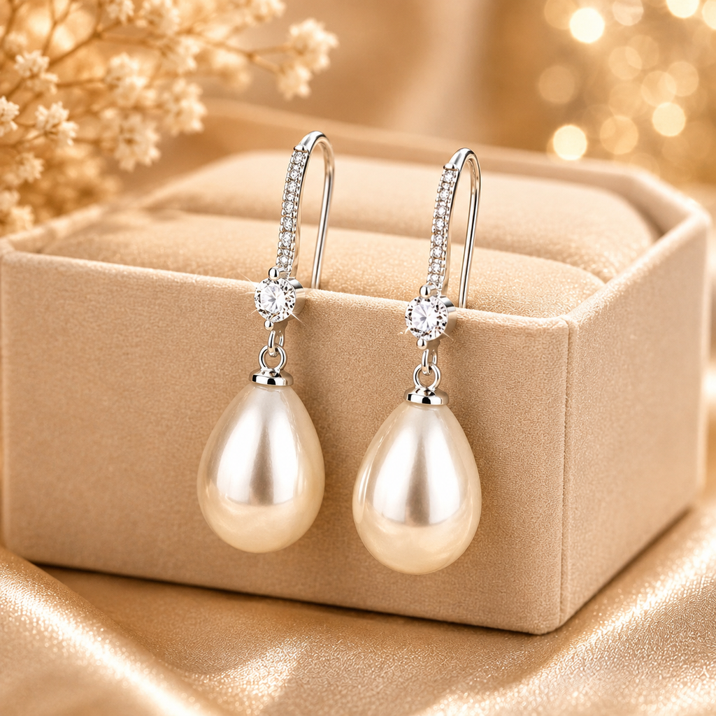 Boucles d’oreilles pendantes perles – détail 4