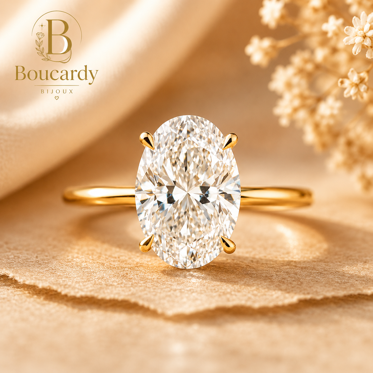 Bague Solitaire Ovale Plaqué Or 18K – vue principale