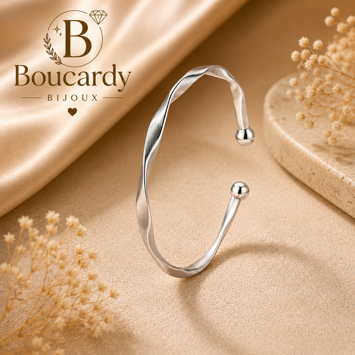 Bracelet jonc torsadé plaqué or 18 k – détail 4