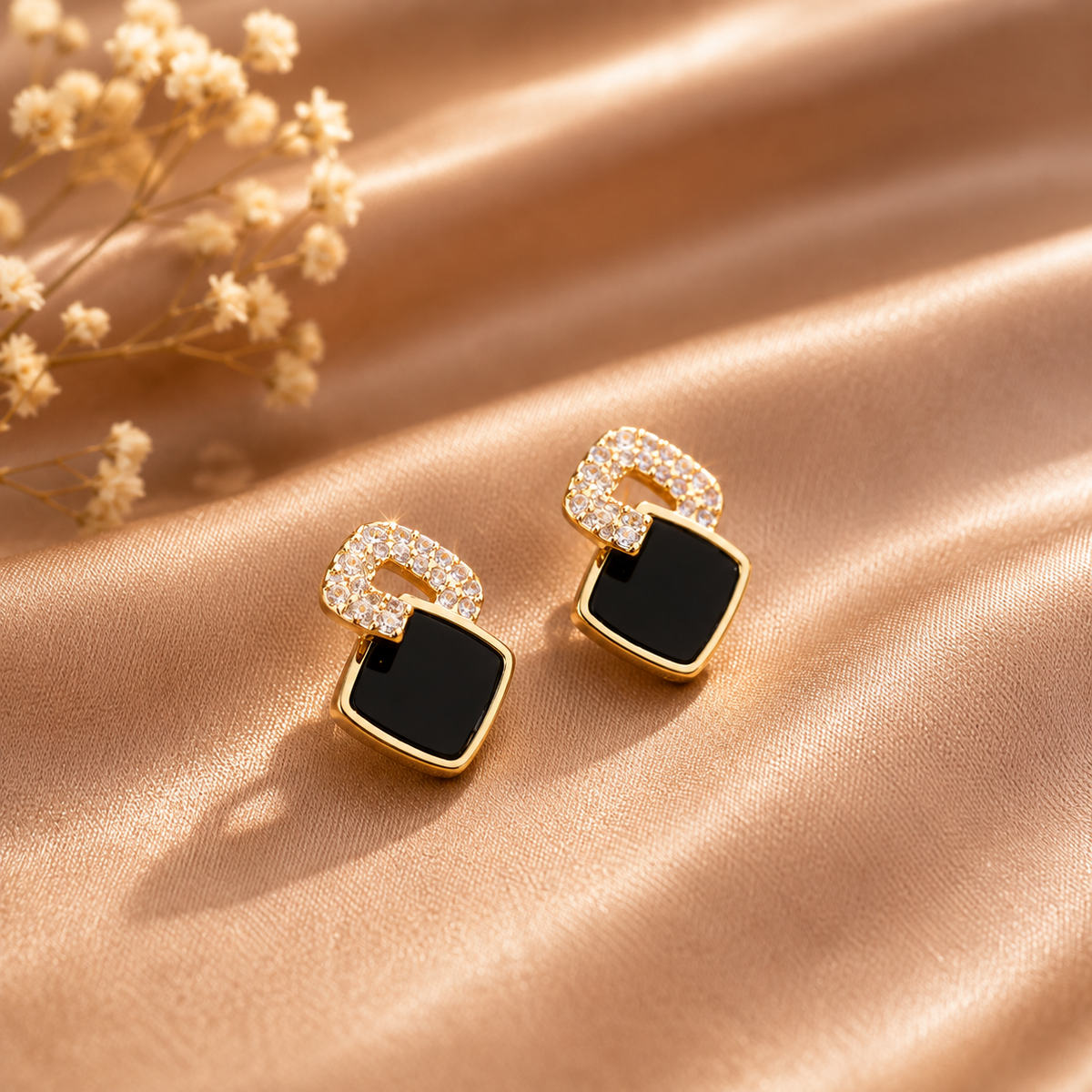Boucles d’oreilles élégantes noir et or avec – détail 8