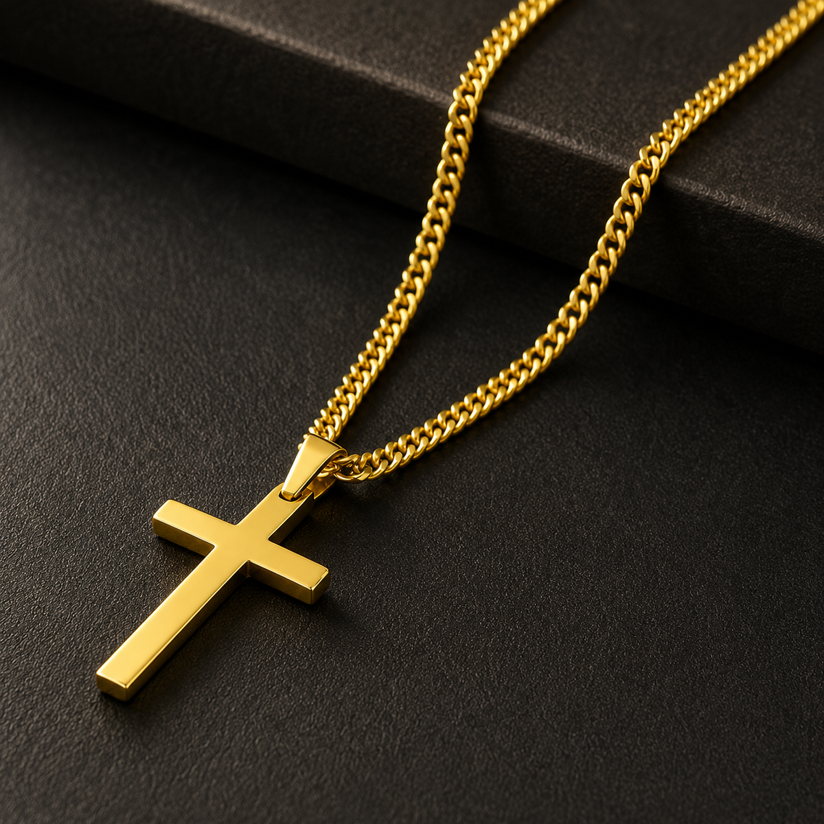 Collier croix bicolore en acier inoxydable – détail 9