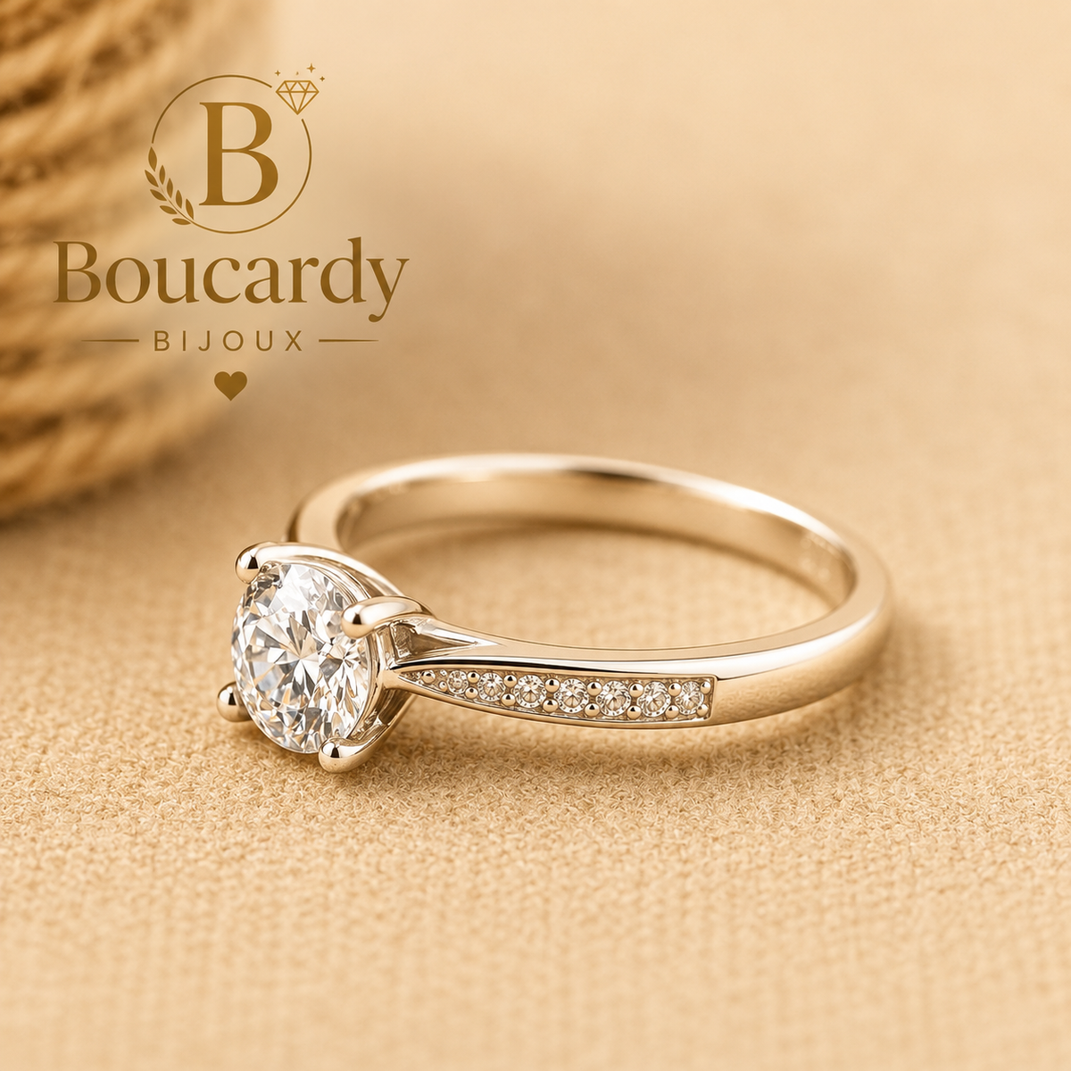 Bague Solitaire Dorée Plaqué Or 18K – détail 3