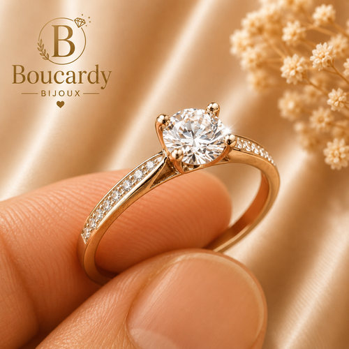 Bague Solitaire Dorée Plaqué Or 18K – vue principale