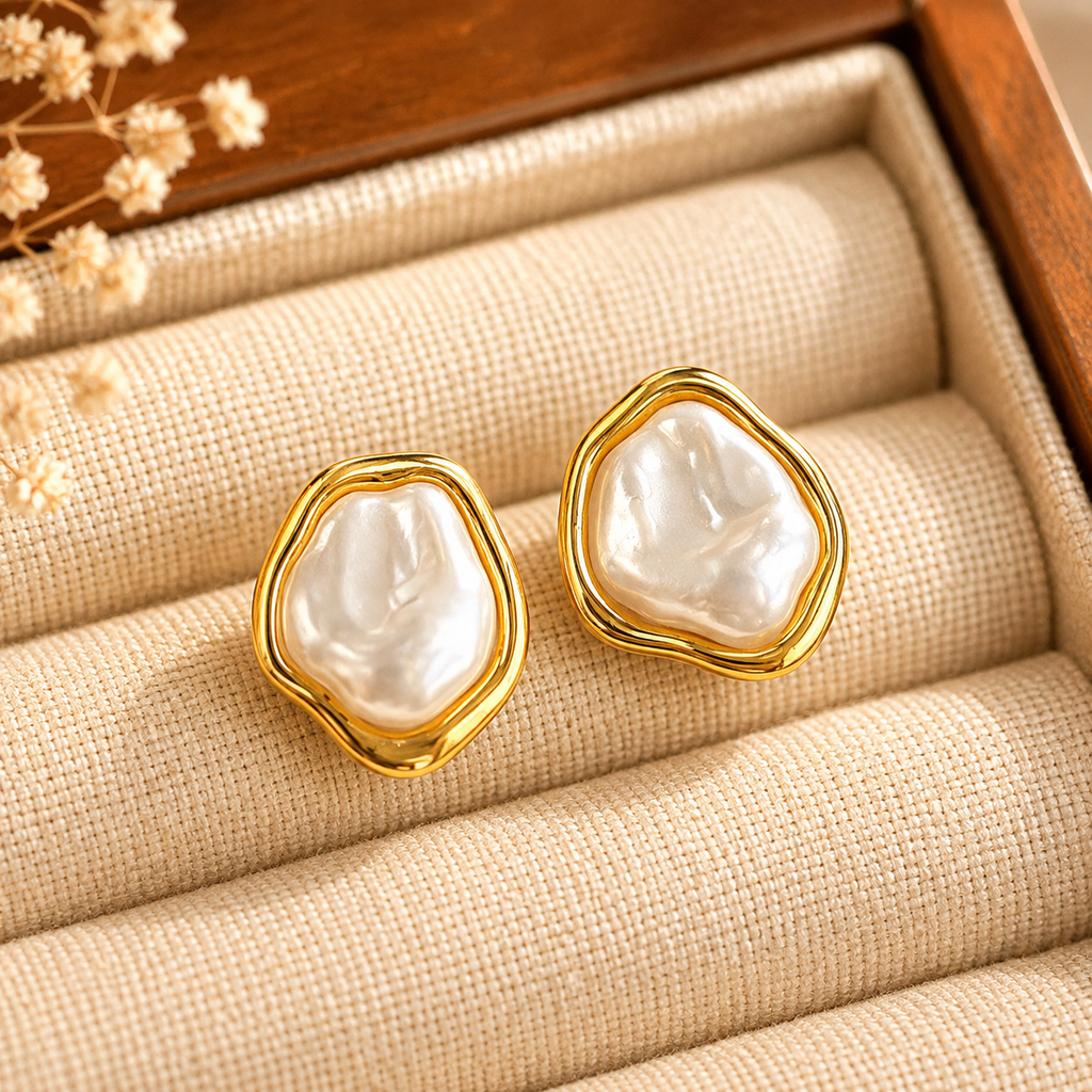 Boucles d'oreilles baroques en perles d’eau – détail 5