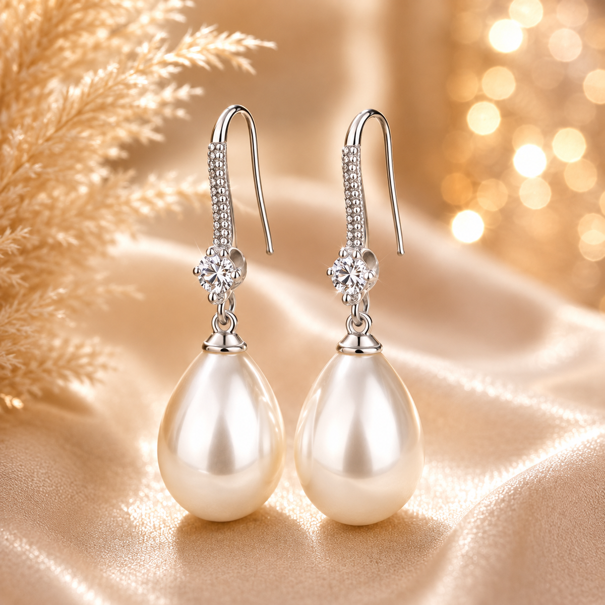 Boucles d’oreilles pendantes perles – détail 5