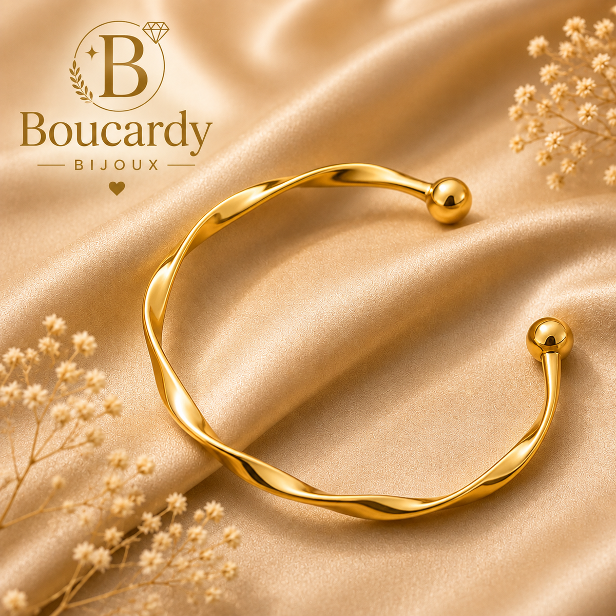 Bracelet jonc torsadé plaqué or 18 k – vue principale