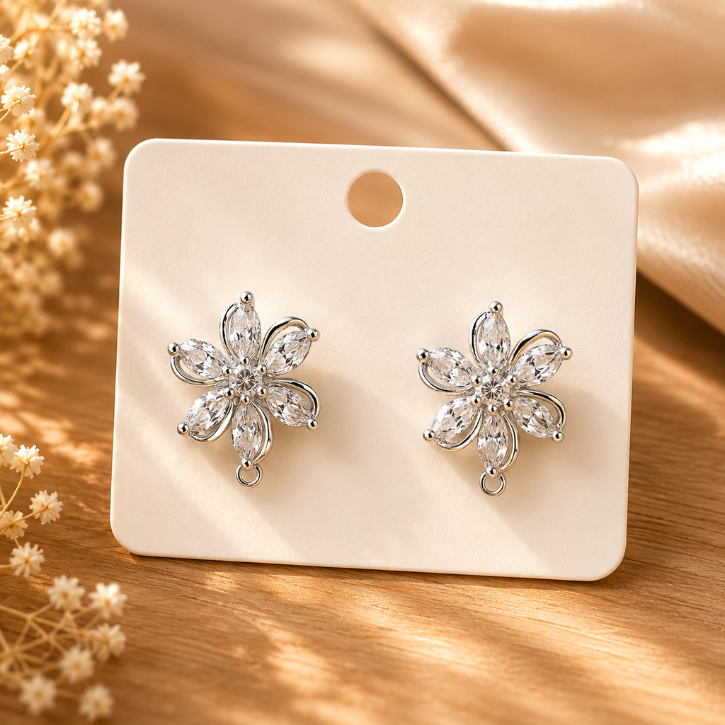 Boucles d’oreilles marguerite dorées – détail 4