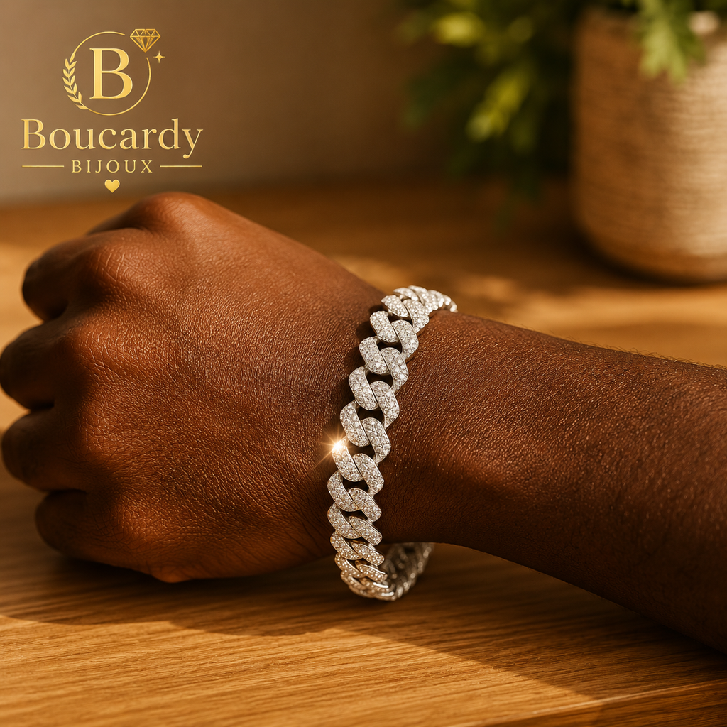 Bracelet cubain Miami avec zircons – détail 2