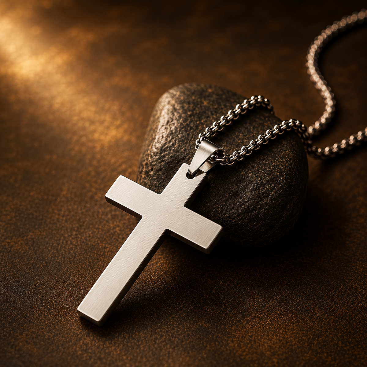 Collier croix bicolore en acier inoxydable – détail 5