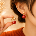 Boucles d’oreilles pendantes double perle – vue principale