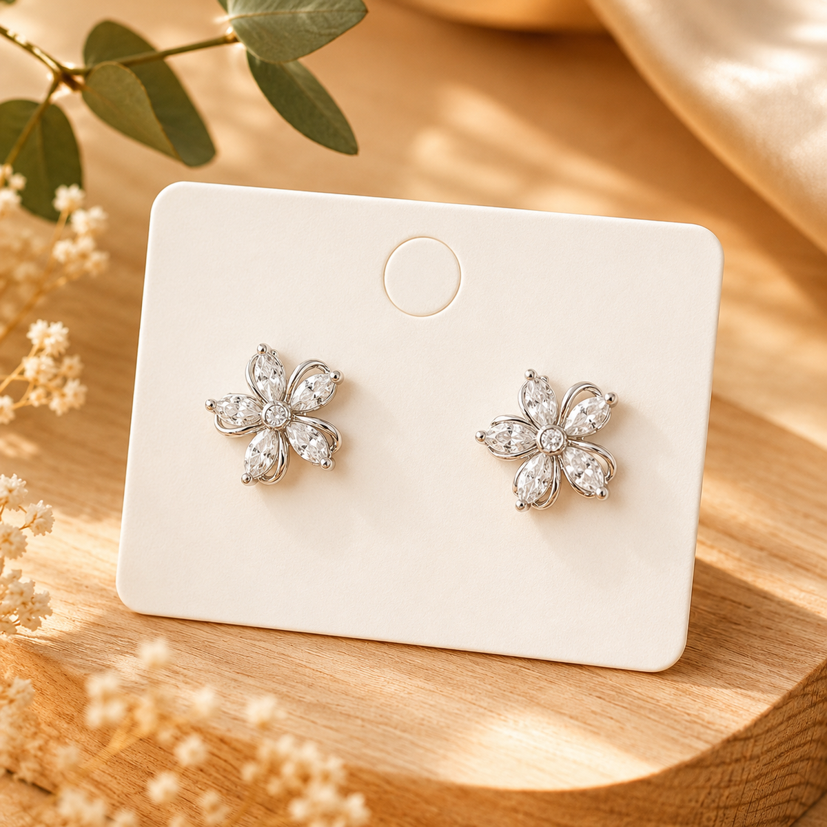 Boucles d’oreilles marguerite dorées – détail 3