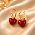 Boucles d’oreilles créoles cœur rouge – vue principale