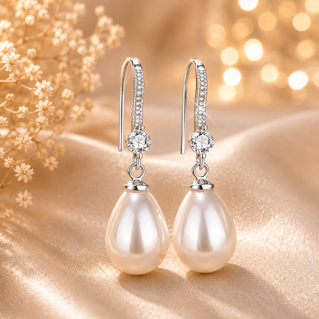 Boucles d’oreilles pendantes perles – détail 3