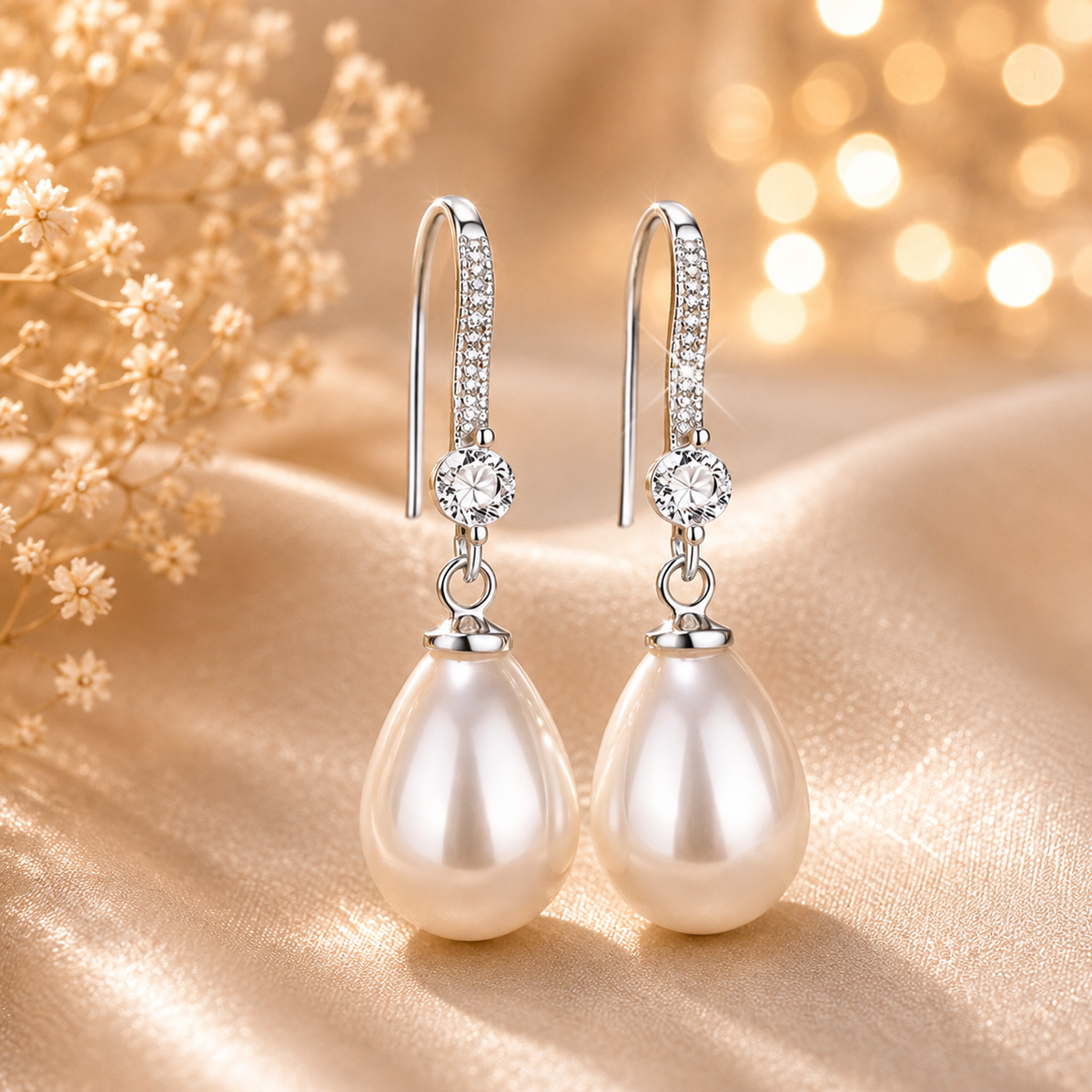 Boucles d’oreilles pendantes perles – détail 3