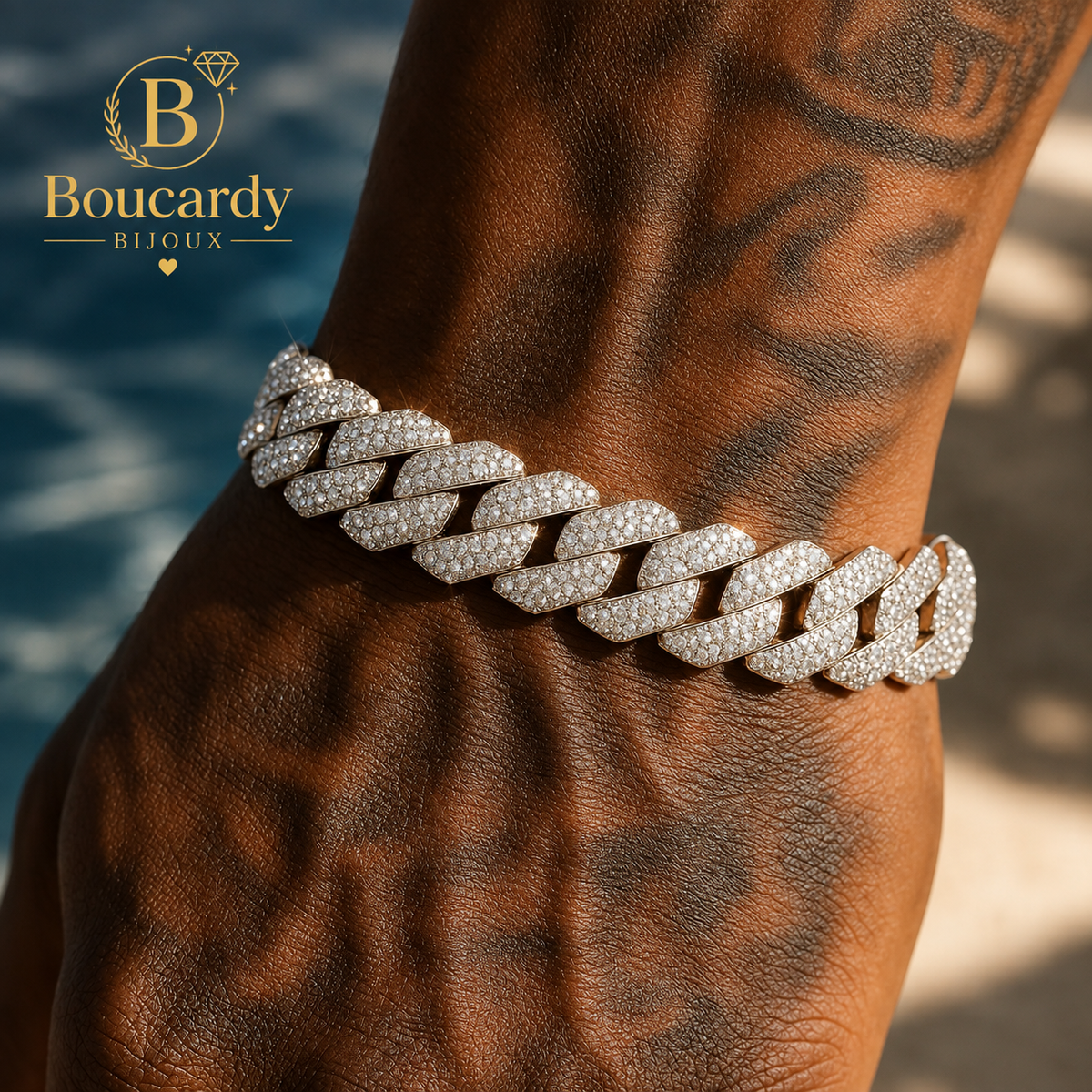 Bracelet cubain Miami avec zircons – détail 4