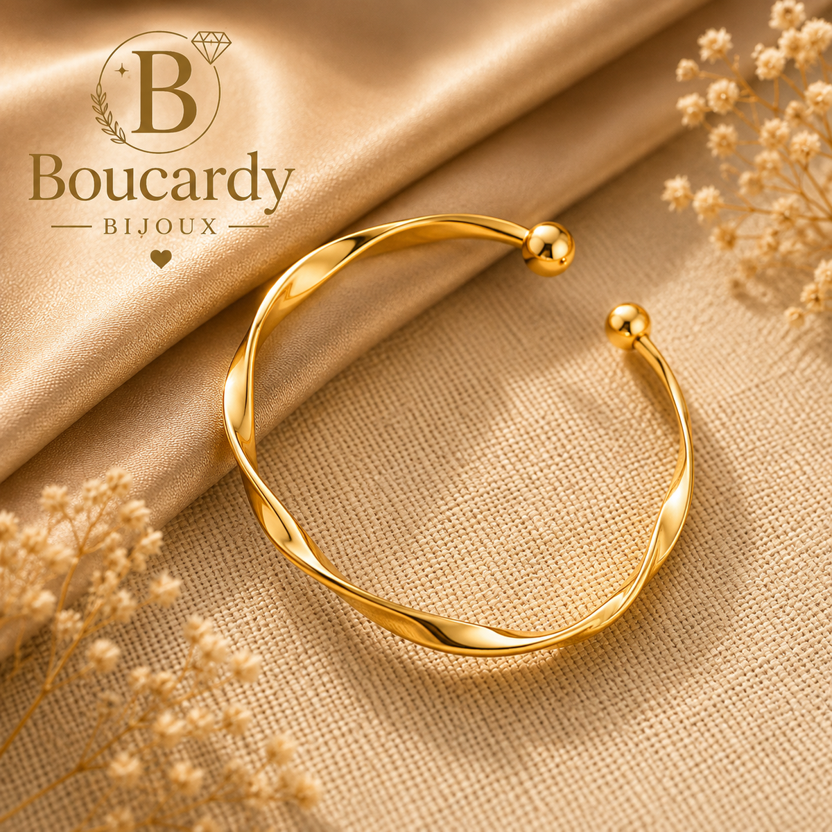 Bracelet jonc torsadé plaqué or 18 k – détail 3