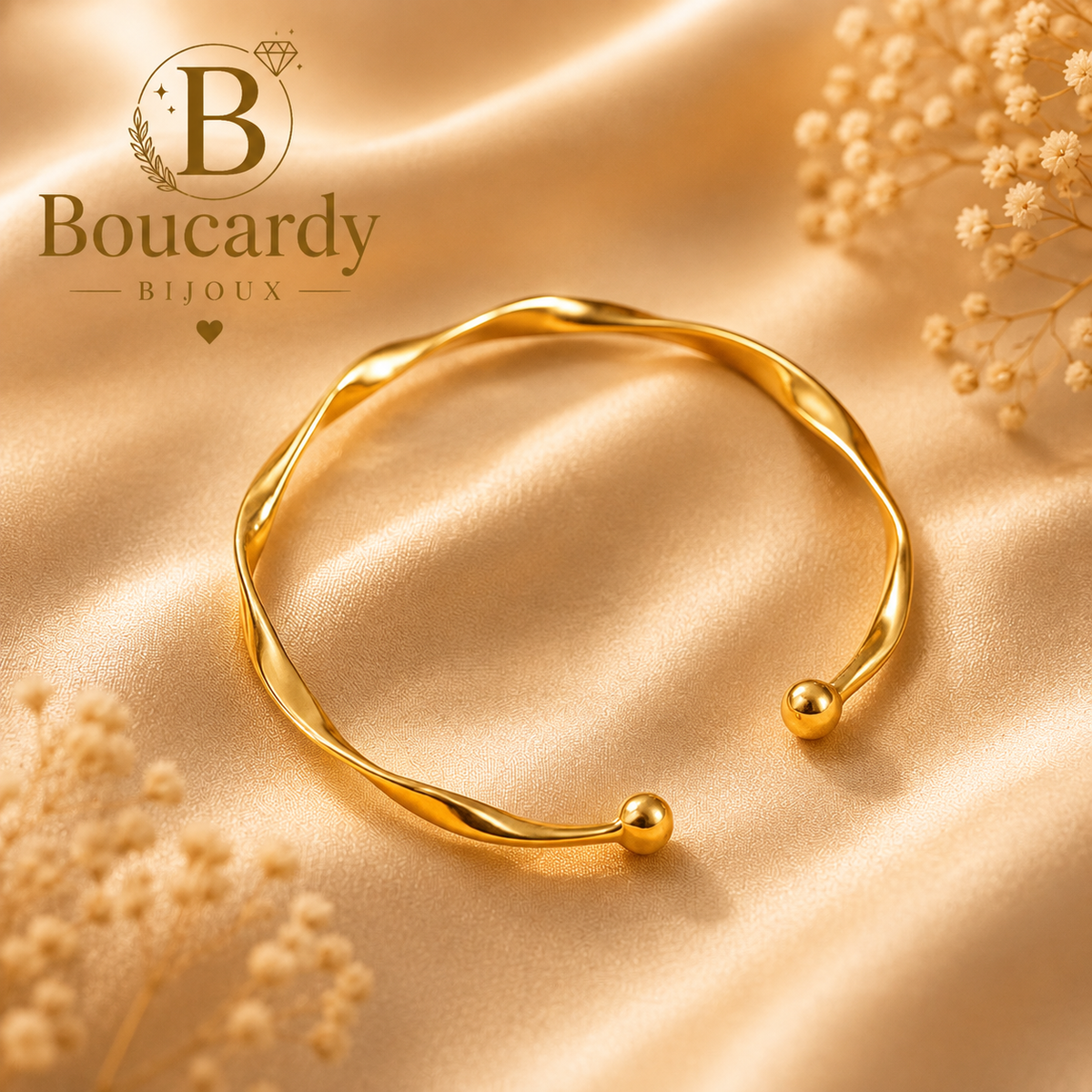 Bracelet jonc torsadé plaqué or 18 k – détail 5
