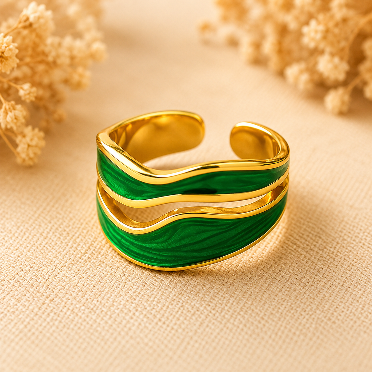 Bague Ajustable Plaqué Or 18K – détail 6