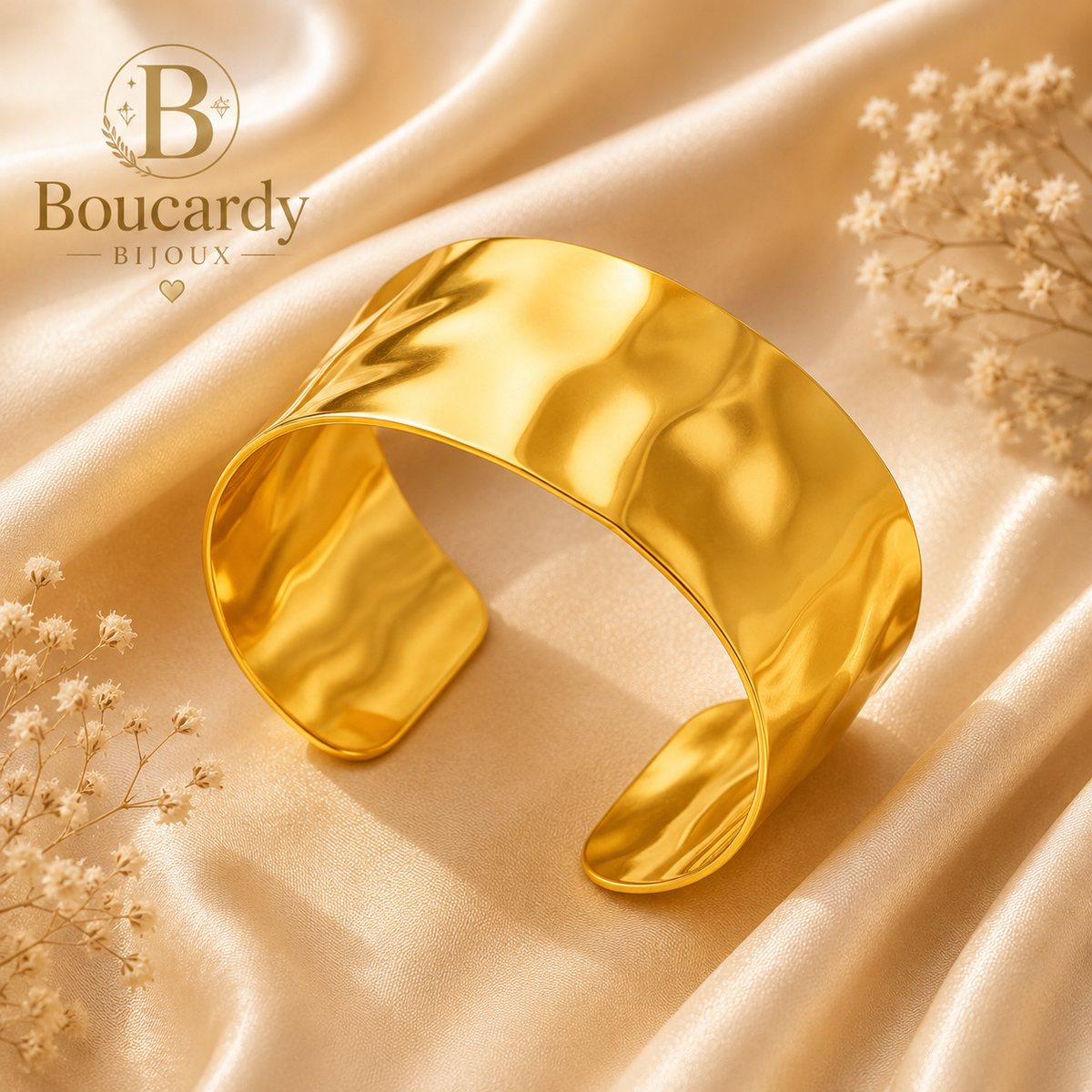 Bracelet jonc martelé en acier inoxydable – détail 5