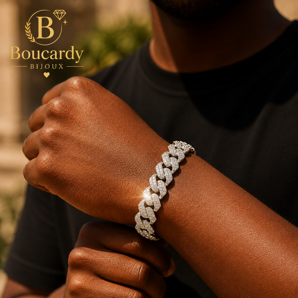 Bracelet cubain Miami avec zircons – vue principale