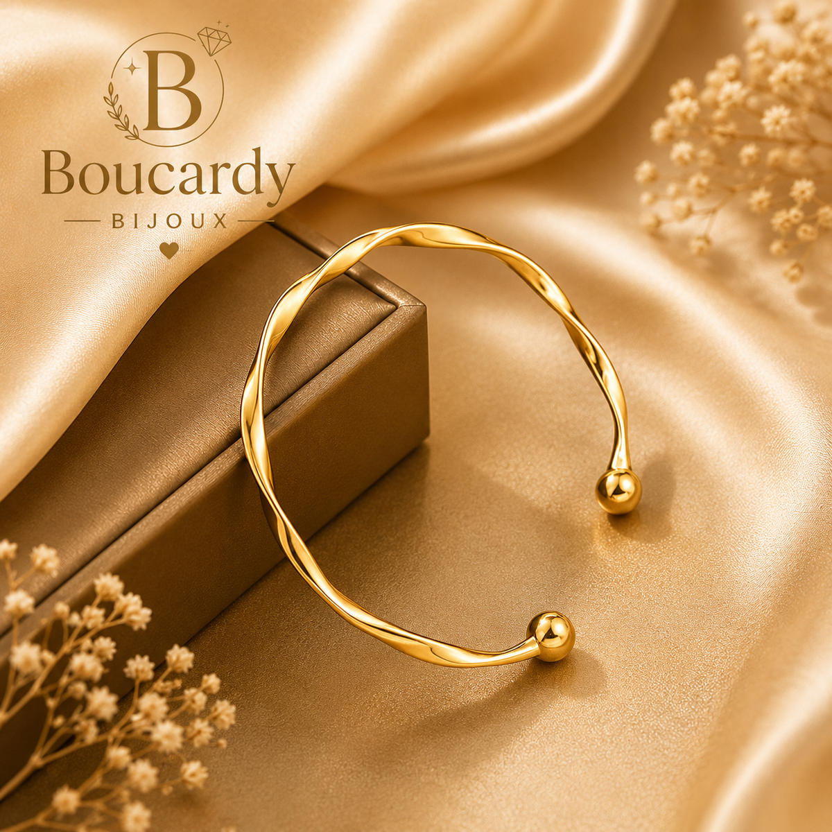 Bracelet jonc torsadé plaqué or 18 k – détail 2