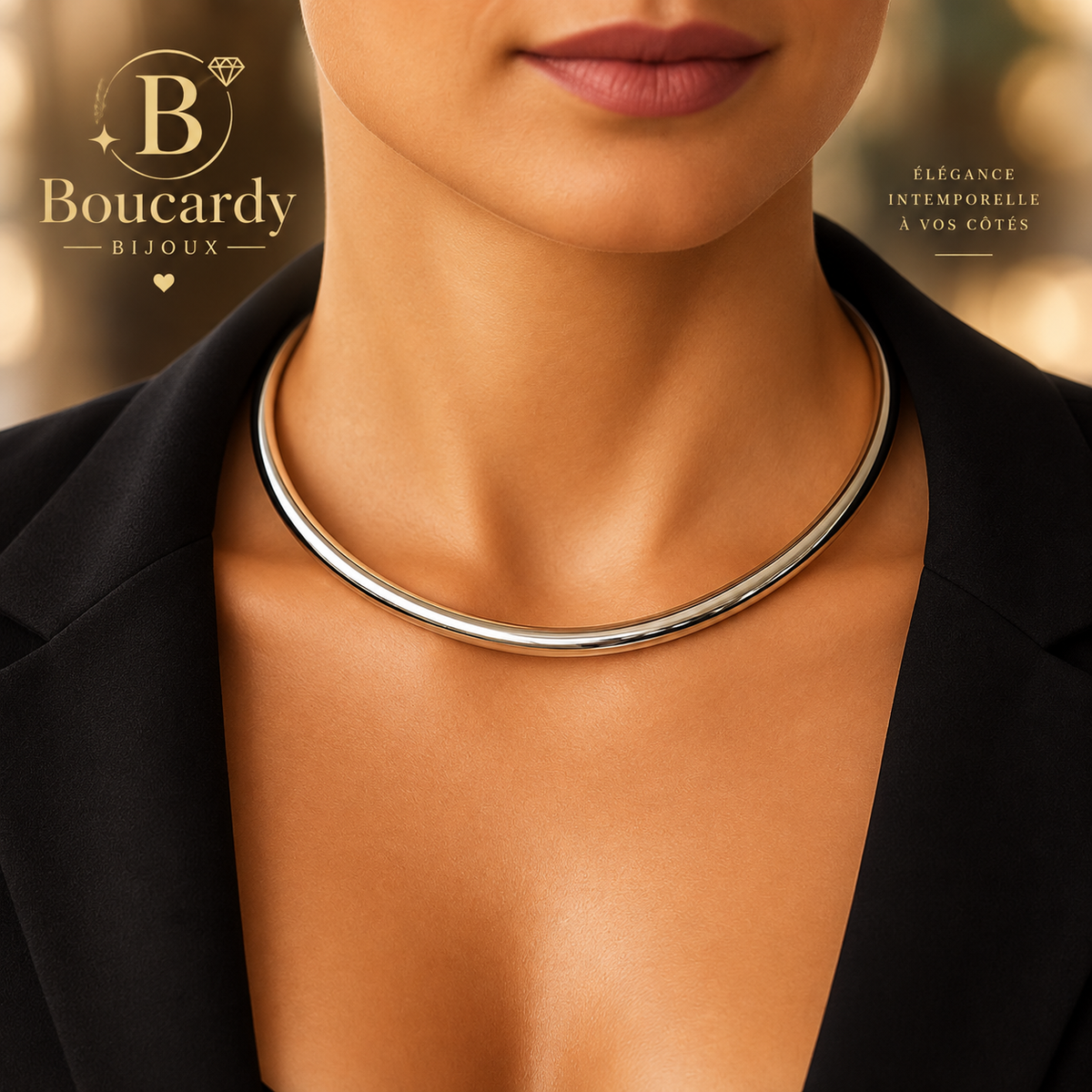 Collier torque rigide doré – détail 2