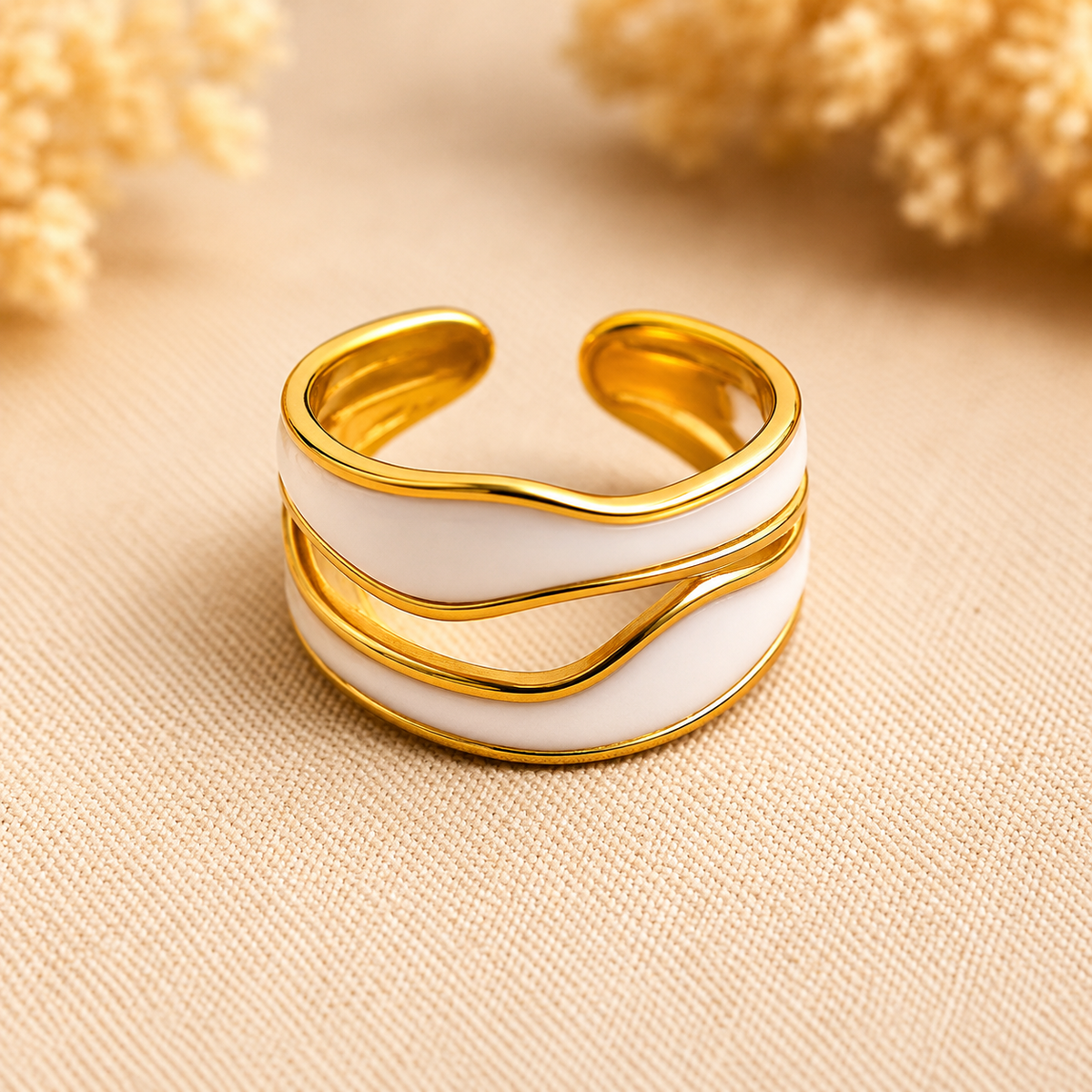 Bague Ajustable Plaqué Or 18K – détail 3