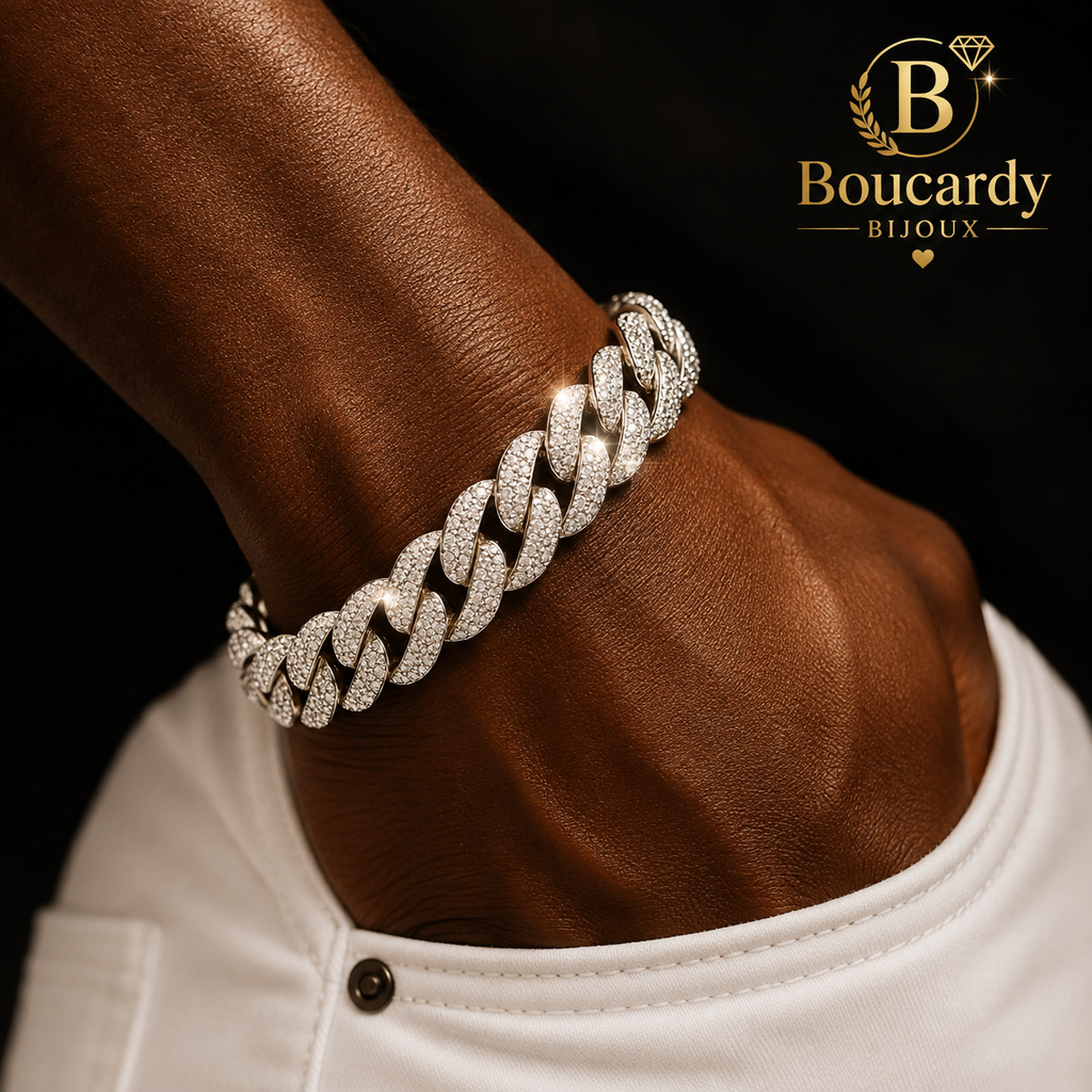 Bracelet cubain Miami avec zircons – détail 7