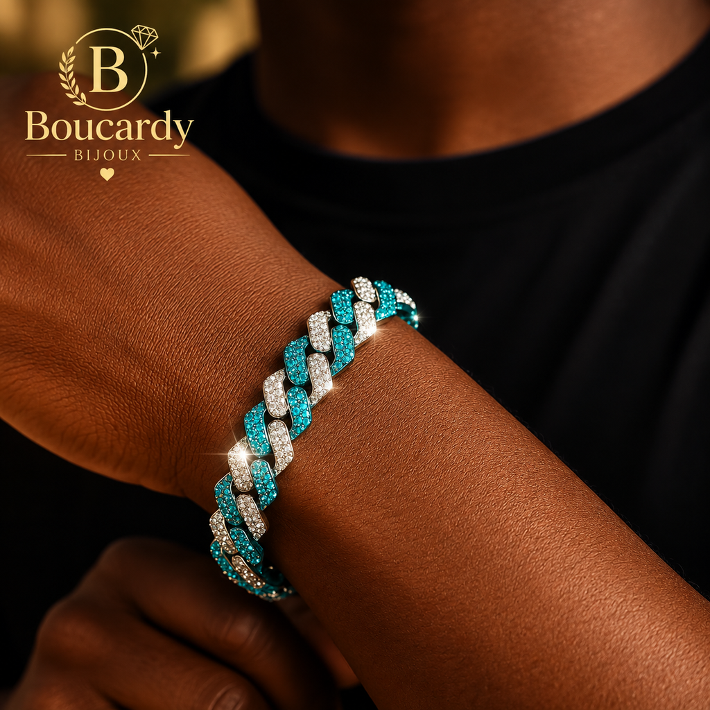 Bracelet cubain Miami avec zircons – détail 6