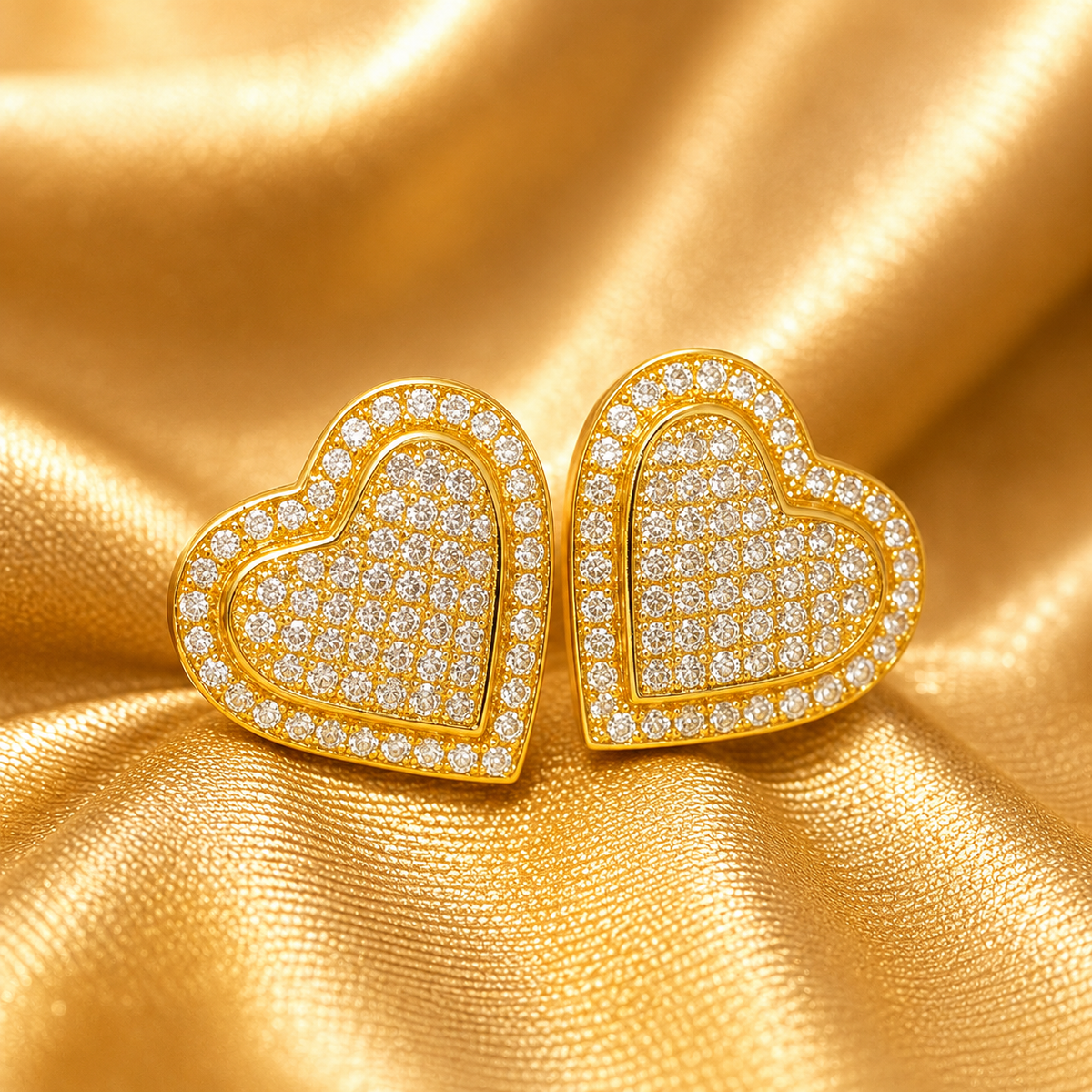 Boucles d’oreilles cœur scintillant – détail 6