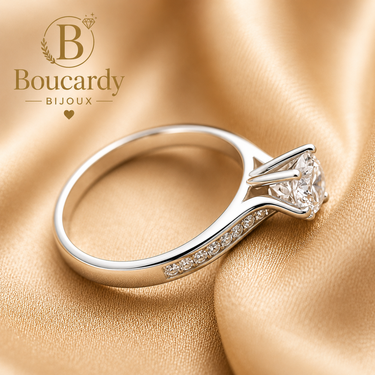 Bague Solitaire Dorée Plaqué Or 18K – détail 4