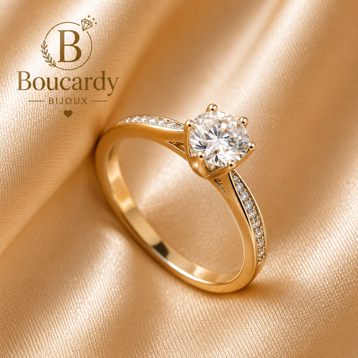 Bague Solitaire Dorée Plaqué Or 18K – détail 5