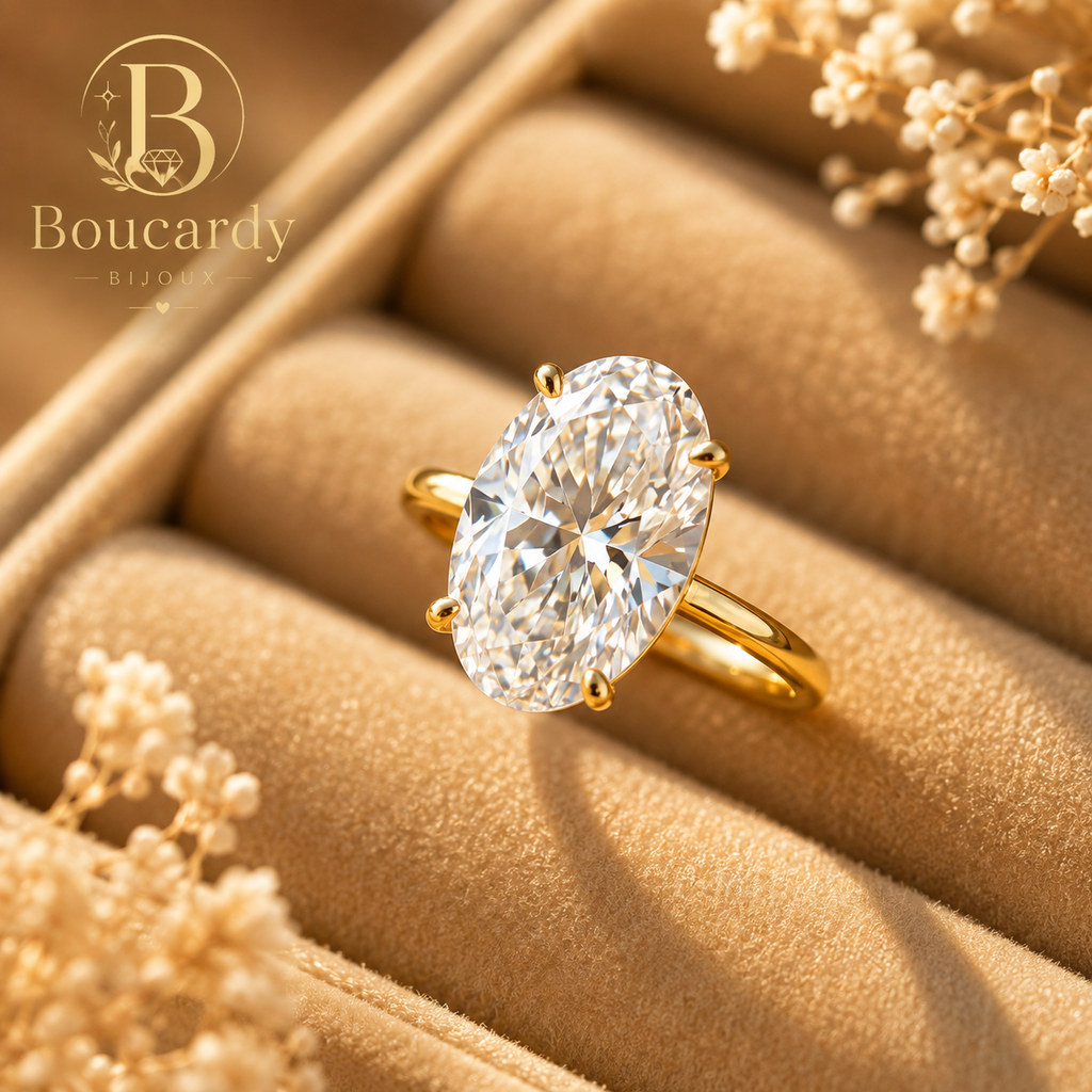 Bague Solitaire Ovale Plaqué Or 18K – détail 4