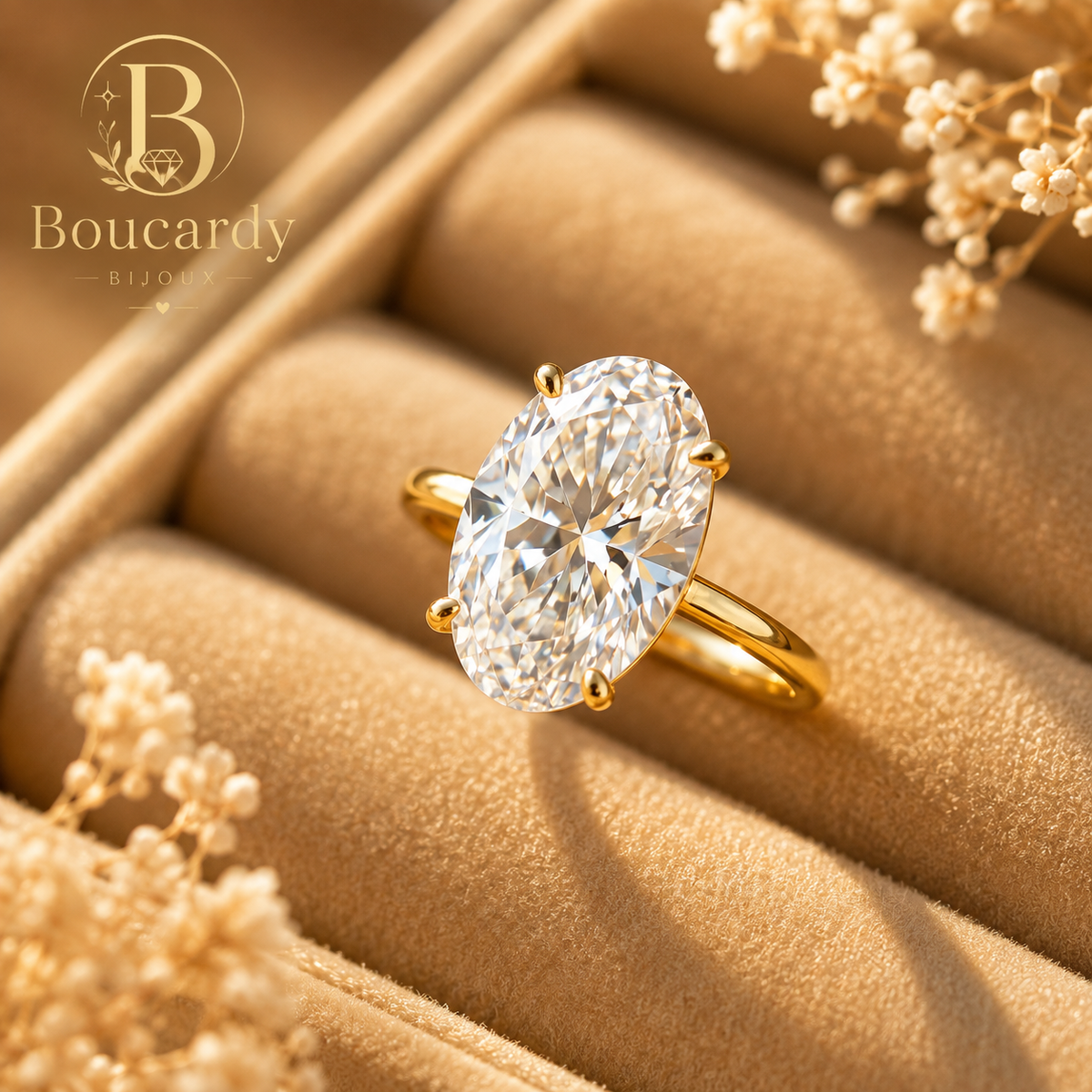 Bague Solitaire Ovale Plaqué Or 18K – détail 4