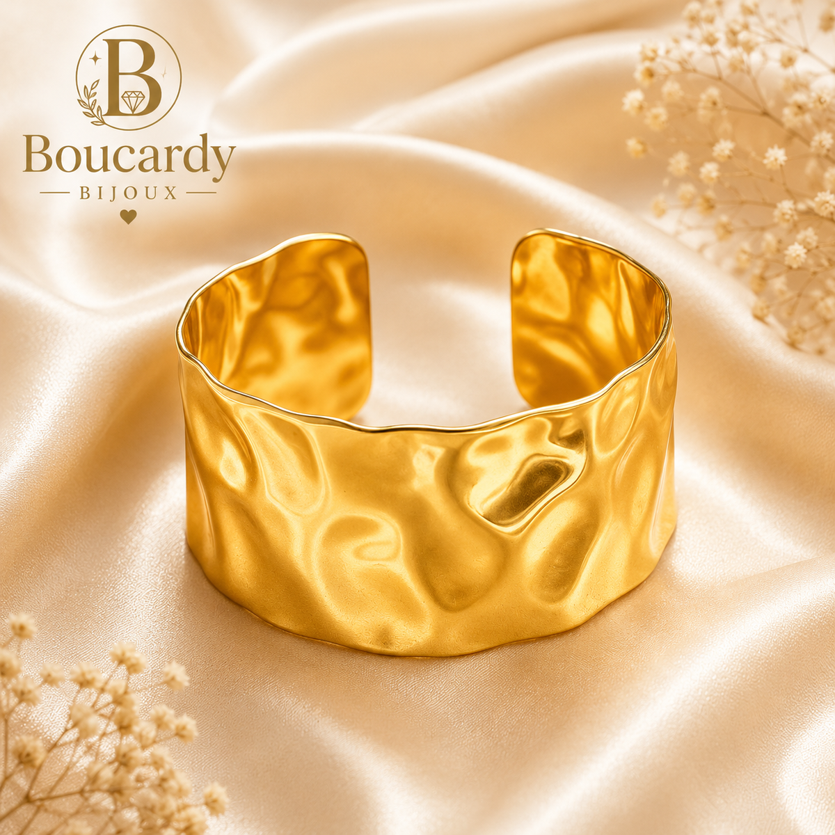 Bracelet jonc martelé en acier inoxydable – détail 2
