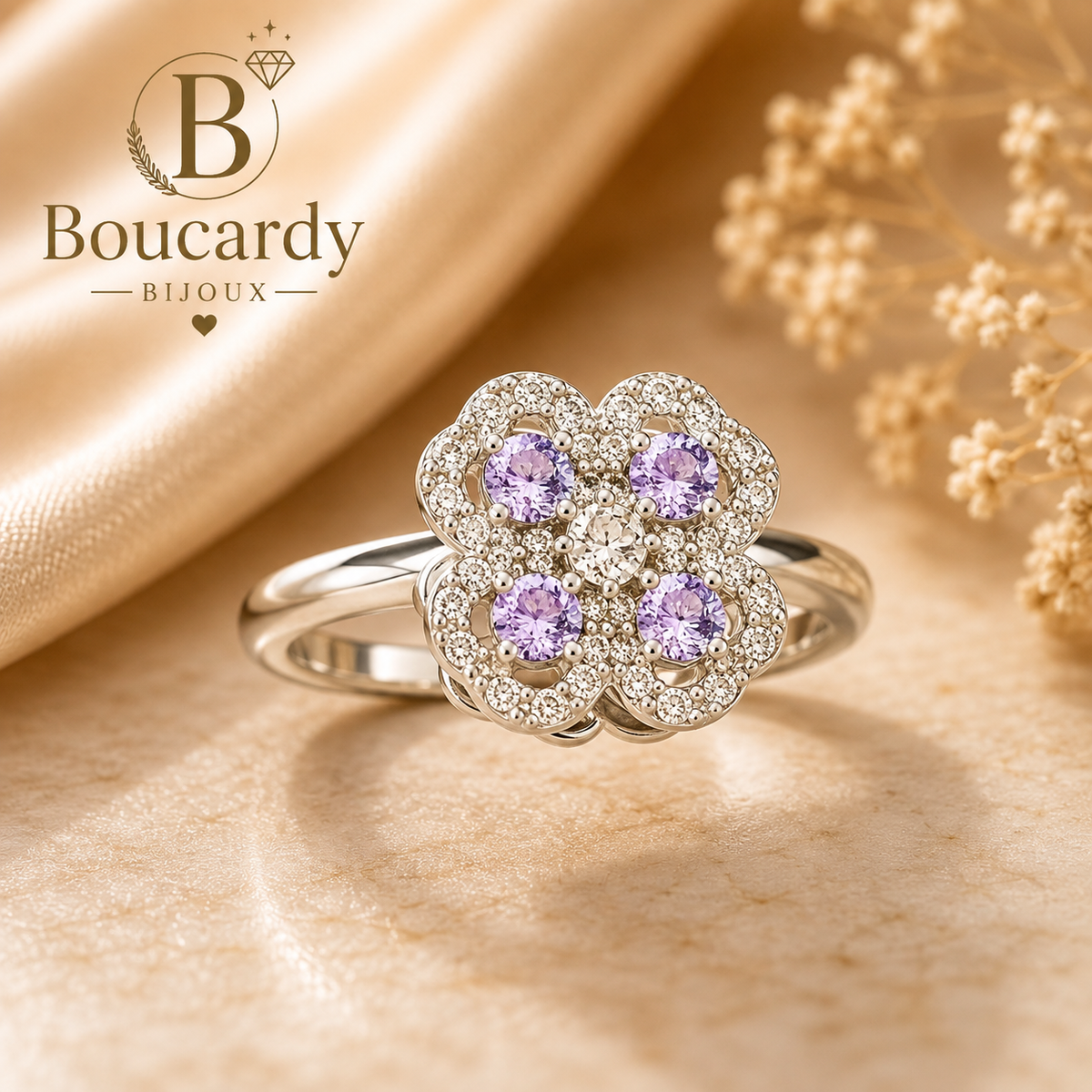 Bague Trèfle 4 Feuilles Plaqué Or 18K Zircons – détail 8