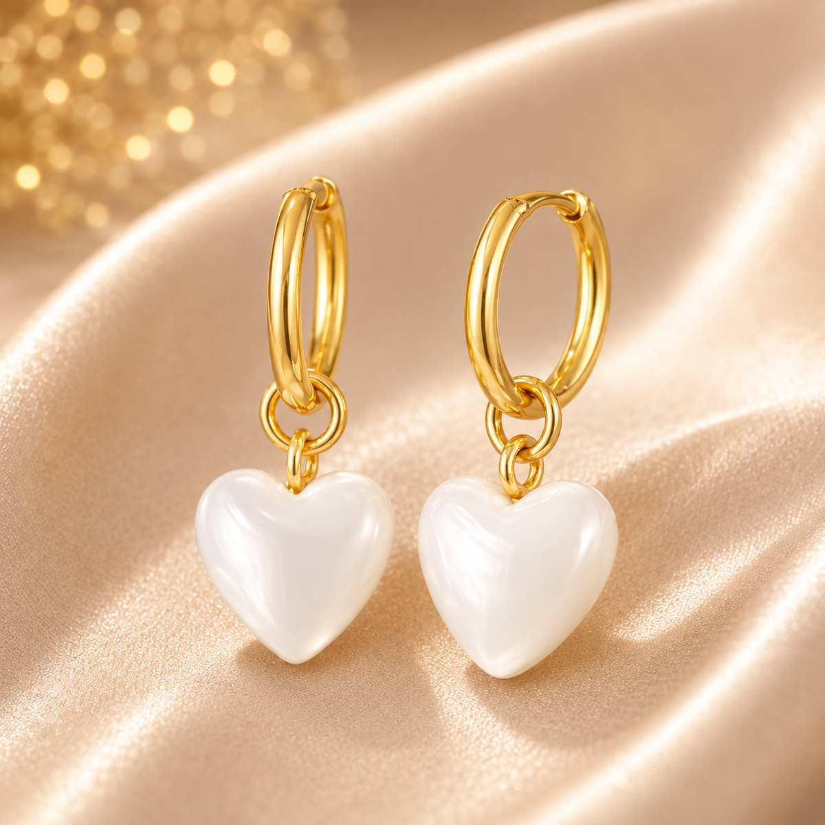 Boucles d’oreilles créoles cœur rouge – détail 5
