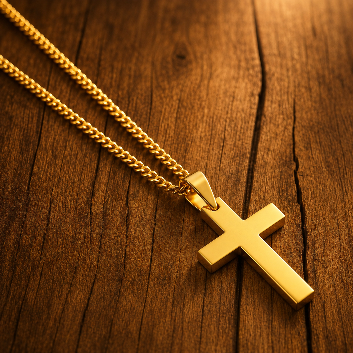 Collier croix bicolore en acier inoxydable – détail 8