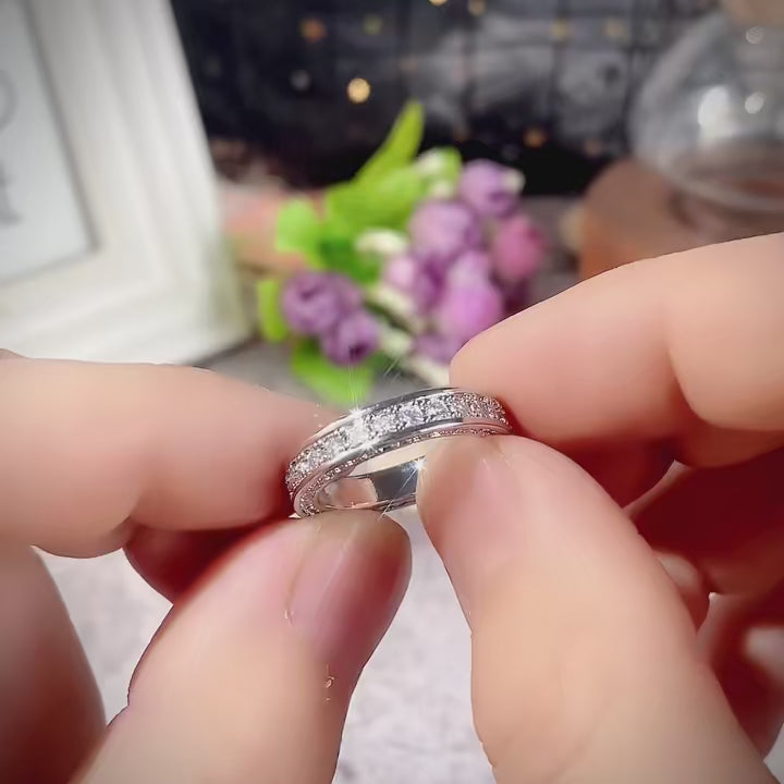 Bague Alliance Femme Plaqué Argent – Zircons Sertis Éternité
